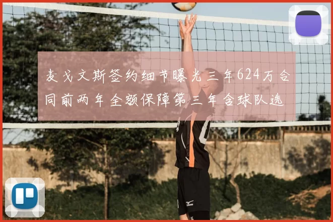 麦戈文斯签约细节曝光三年624万合同前两年全额保障第三年含球队选项